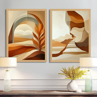 Formes bohèmes de la Terre en couches V - Affiche murale bohème abstraite en 2 pièces