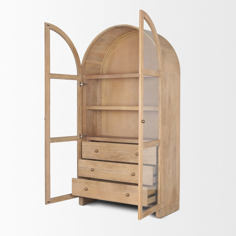 Vitrine en bois massif Stonewall, Naturel