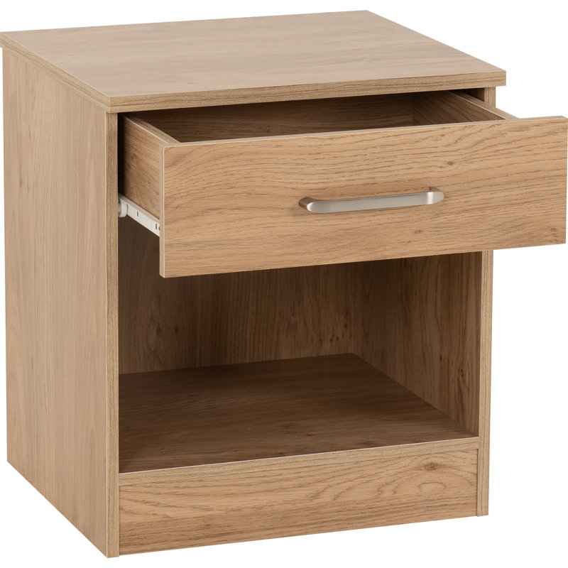 Sumrah 40cm W Manufactured Wood Bedside Table, Brown