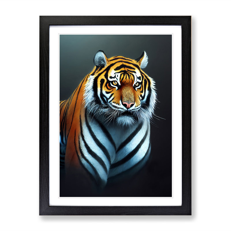 Striking Tiger No.2 - Framed Print, Black Framed, 34cm H x 25cm W x 2cm D
