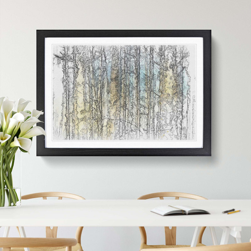 Sunlight upon the Trees in Abstract - Picture Frame Painting Print, 27cm H x 36cm W x 2cm D, Black Framed