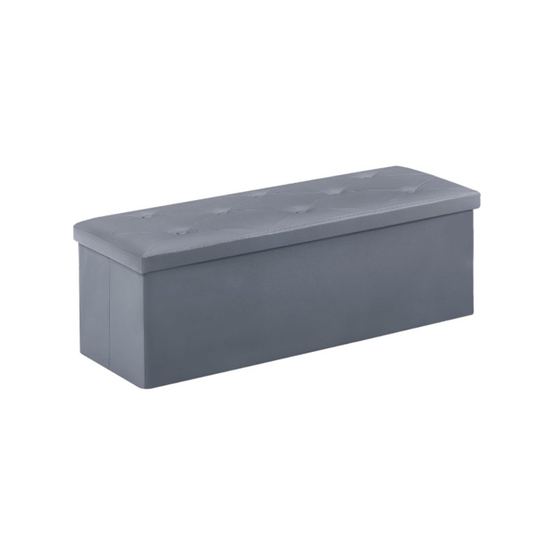 BUTTON-TUFTED FOOTSTOOL BENCH WITH STORAGE