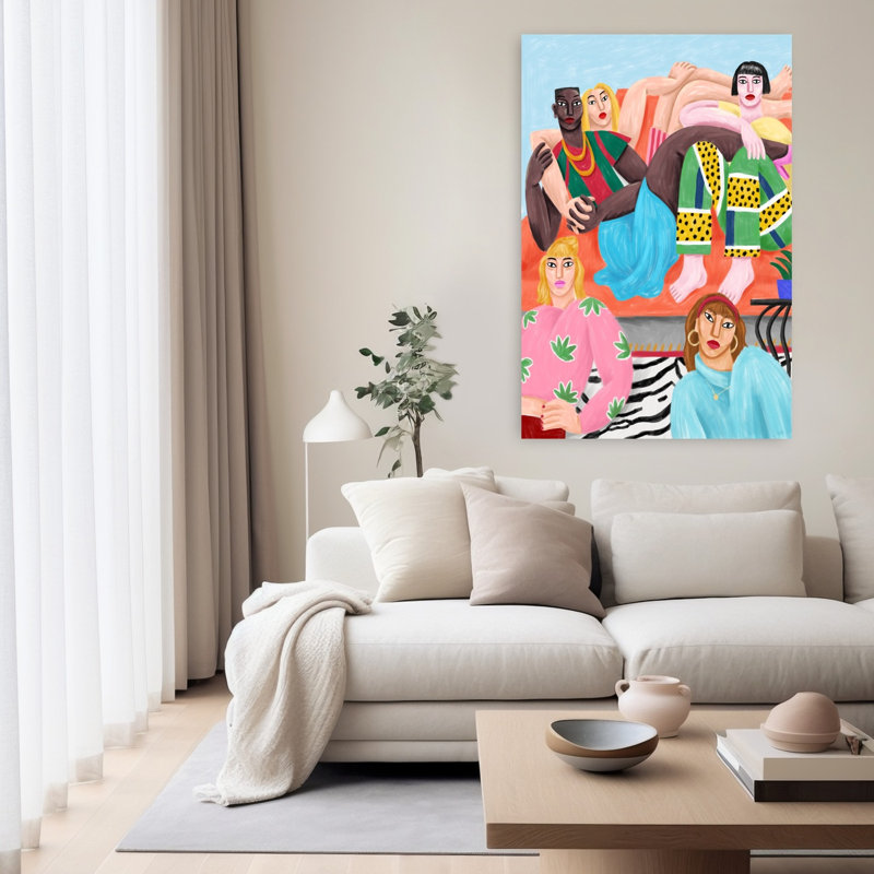 Art mural abstrait contemporain La Coloc, H 60 po x l 40 po