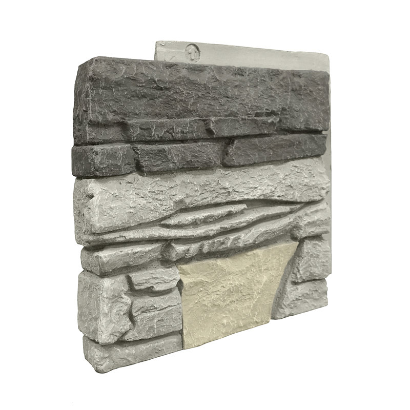 12.5" x 12" Stone Wall Paneling in Gray/Tan