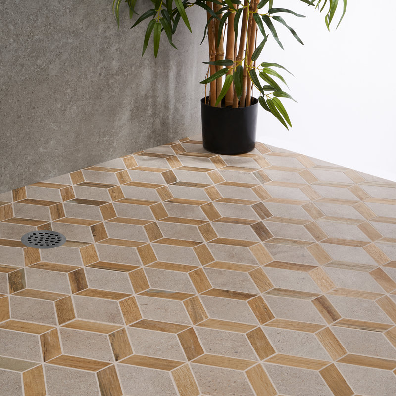 Carreau de mosaïque en porcelaine 9,44 po x 11,81 po Everlast, Brun clair