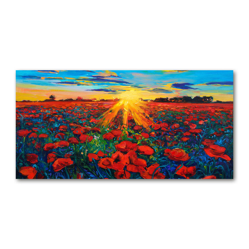 Field Of Poppies - No Frame Print, Canvas, 70cm H x 140cm W x 2cm D