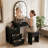 Makeup Vanity Set, Vanity Table with Lighted Mirror and 6 Drawers, Makeup Vanity with Mirror, Vanity Set, Stool Included, for Bedroom-940482893