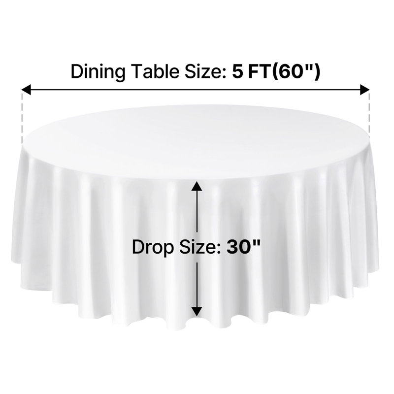 White Round Tablecloths, 120 Inches in Diameter, Stain- & Wrinkle- Resistant, Machine Washable Table Clothes, Polyester Fabric Table Covers for Wedding, Party, Banquet, Formal Events