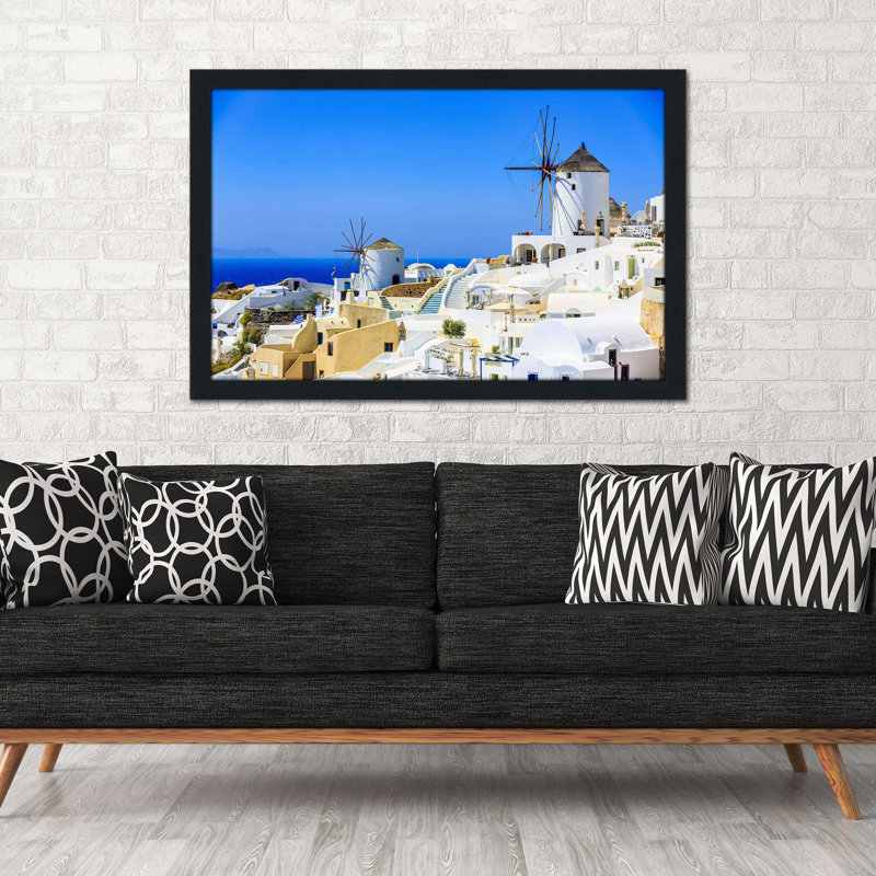 «Grèce», reproduction de photo encadrée, H 21,5 po x l 27,5 po x P 0,75 po, Cadre noir