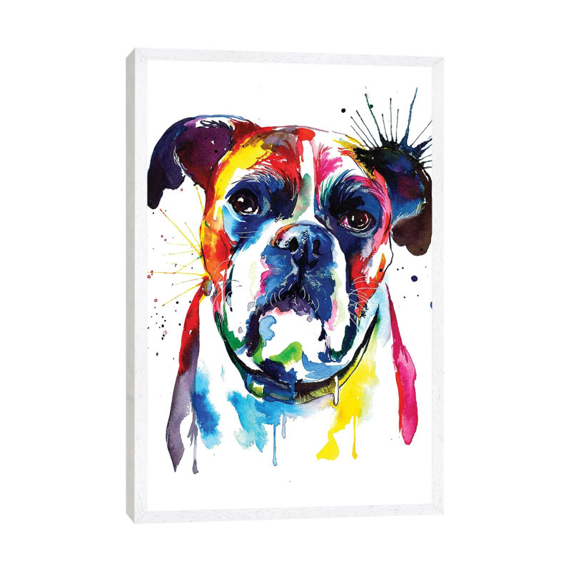 Boxer by Weekday Best - Painting on Canvas, 66.04 cm H x 45.72 cm W, White Framed