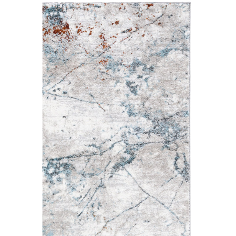 Tapis gris / bleu Milstein, Tapis de couloir 2 pi x 8 pi