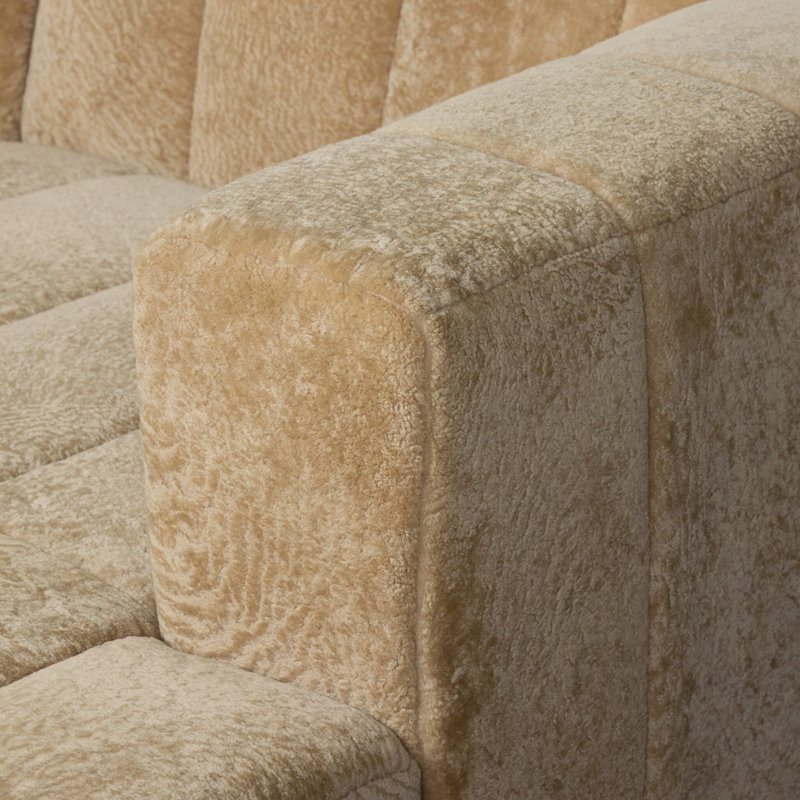 Curteria Upholstered Genuine Fur L-Shaped Sofa & Chaise, 28.5" H x 90" W x 68" D, Right Hand Facing