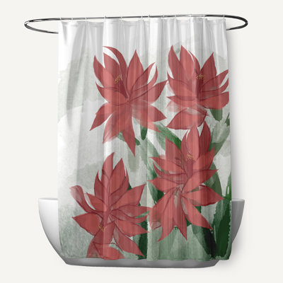 Rideau de douche simple à imprimé floral cactus de Noël