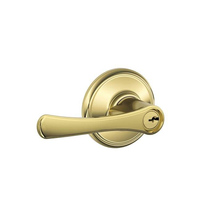 Avila Lever Keyed Entry Lock, Bright Brass, Yes
