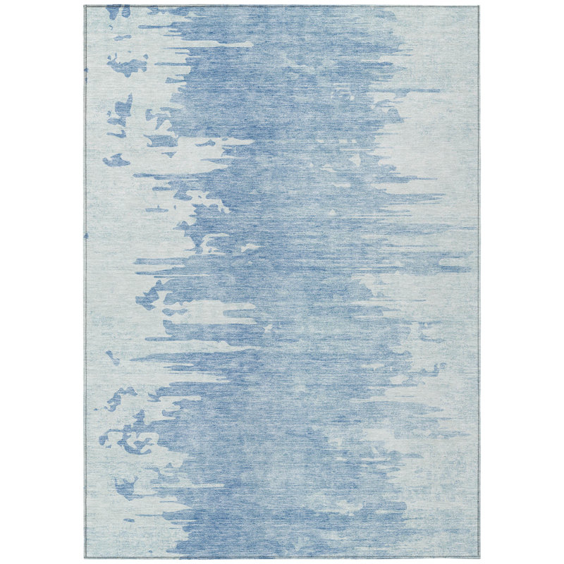 Tapis intérieur lavable abstrait bleu ciel et denim 9 pi x 12 pi HomeRoots