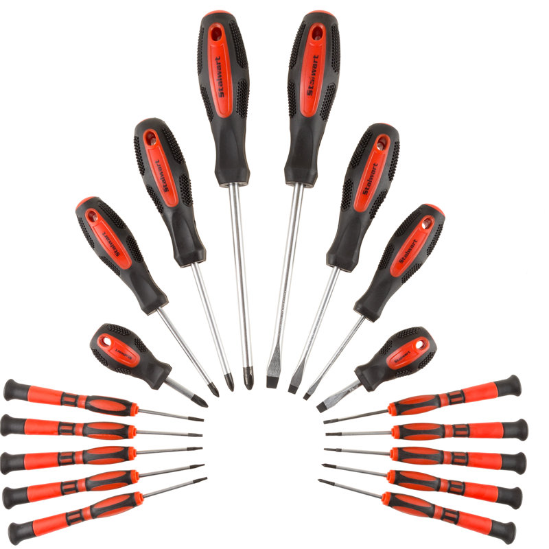 Stalwart 18 Piece Magnetic Tip Screwdrivers Set with Wall Mount - Tool Kit with Precision