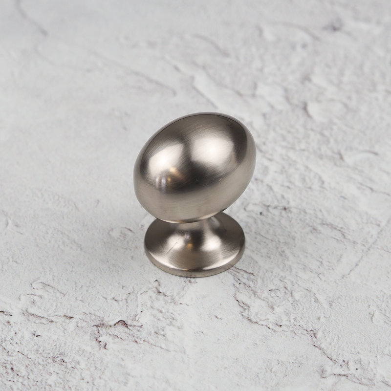 Brushed Nickel Cup Handle & Coordinating Oval Knob, 31mm Knob