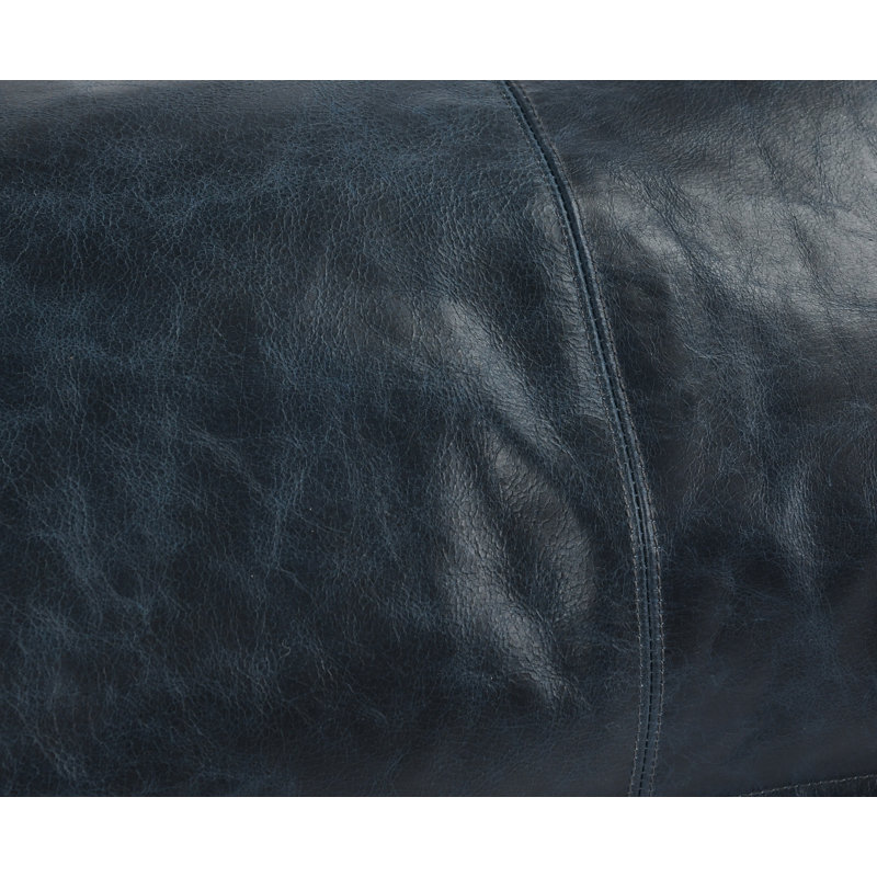Kosas Home Cheyenne 100% Leather Throw Pillow, Nightfall Blue, Rectangular, 14" x 26"