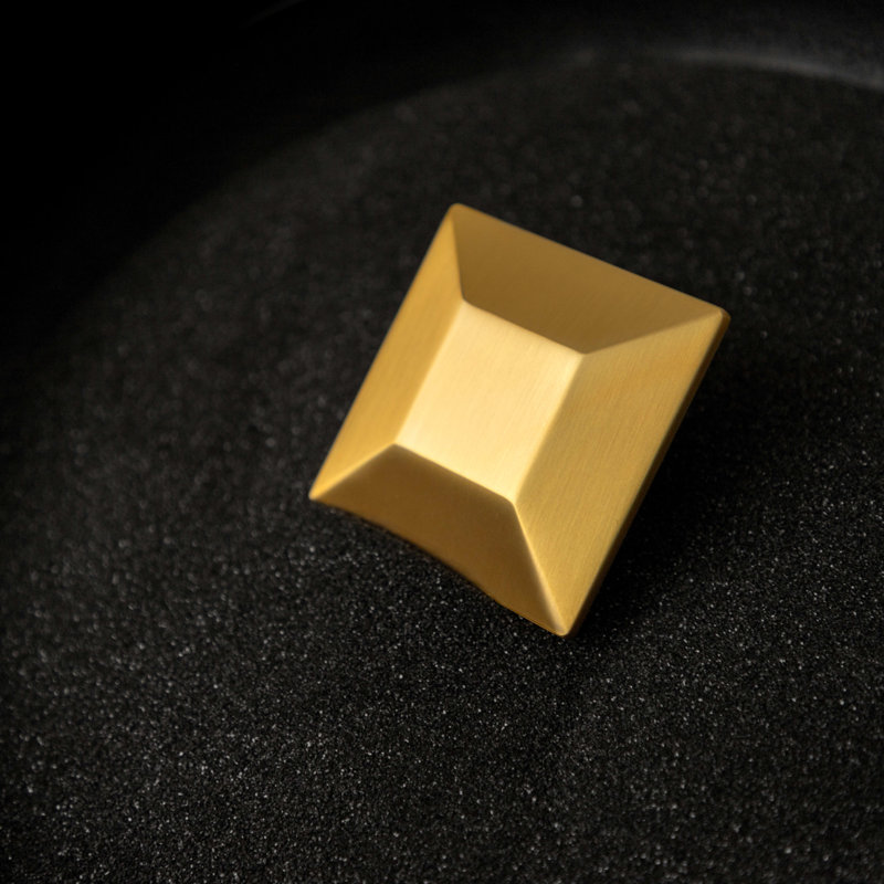 Bijou Polly Collection Knob 2-3/4 Inch Square, Brushed Golden Brass