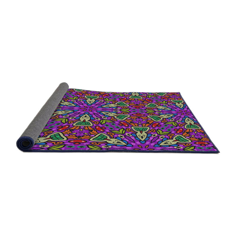 Violet/rouge/vert Tapis décoratif, Rond 7 pi