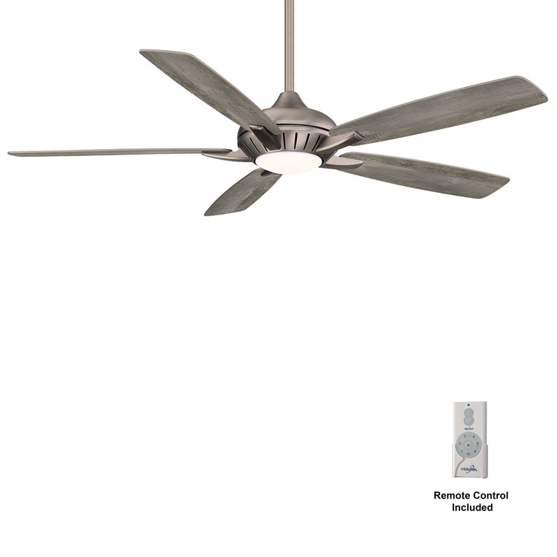60" Dyno 5 - Blade LED Smart Standard Ceiling Fan with Remote Control and Light Kit Included, Burnished Nickel