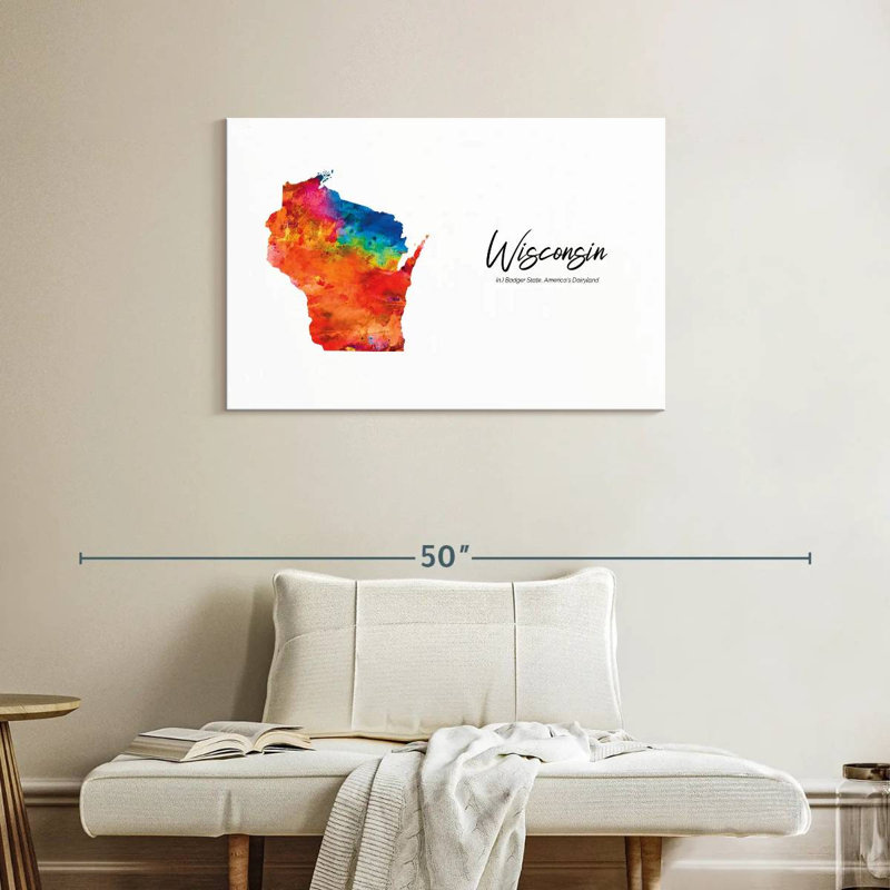 Carte de Aliaz Badger State, Wisconsin, H 24 po x l 36 po