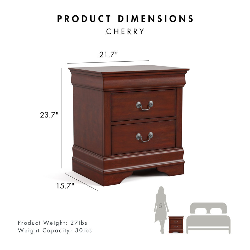 Aberdeen 2 - Drawer Nightstand, Cherry