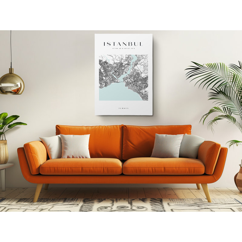 Istanbul Map Print Turkey Canvas Print, 24" H x 16" W