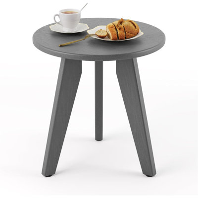 Outdoor Side Table, HDPE Outdoor Table, Small Round Side Table Weather-Resistant, Outdoor Side Tables For Patio, Porch, Deck, End Table For Plant Stand, Living Room, Bedroom,