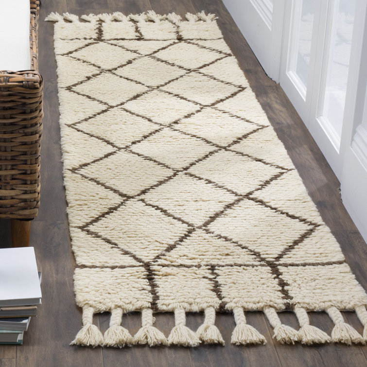 Tapis géométrique en laine / brun touffeté à la main Aderonke
