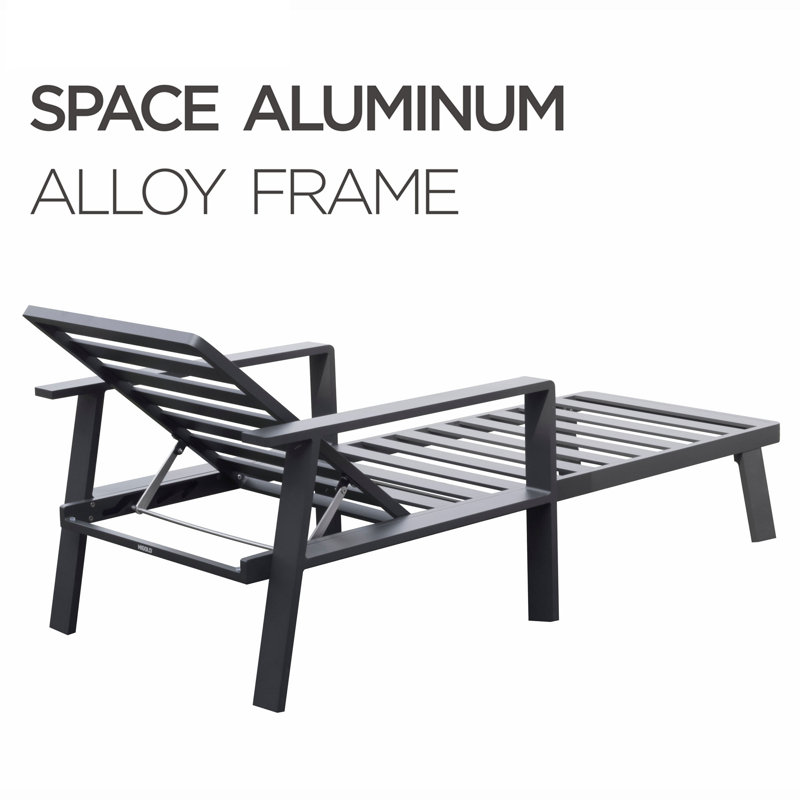 Higold -  6801 Nofi Patio Sunlounger - Patio Chaise Lounge, Made Of Aluminum With Powder Coating, Gray Cushion, Matte Charcoal