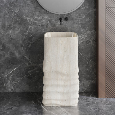 33" Tall Pedestal Bathroom Sink Solid Surface Bathroom Sink