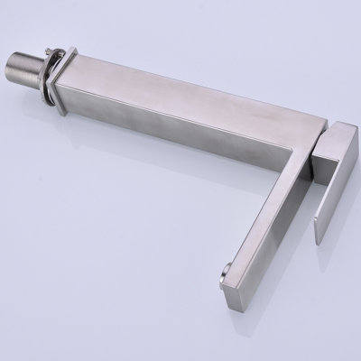 Bathroom Sink Mixer In Brushed Nickel - Resists Wear From Heavy Use Single Handle Reduces Water Splashing