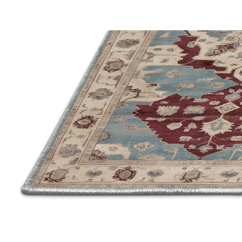 Tapis beige surteint lavable à la machine, Rectangle 5 pi x 7 pi