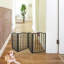 Dark Brown Pet Gate - Freestanding, Foldable For House Provides A Stylish Partition Your Home Folding Stairs Enhances Living Space
