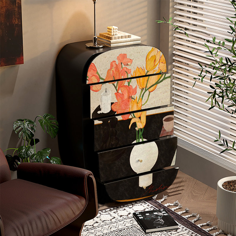 Multi-functional wooden five-drawer accent chest