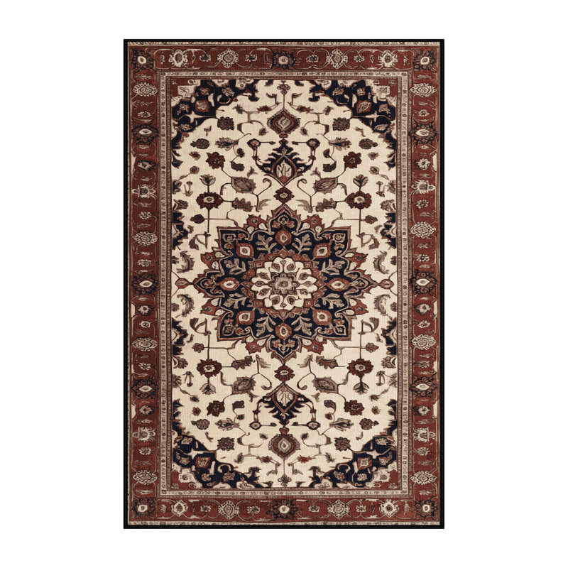 Tapis persan noir lavable à la machine, Rectangle 4pi x 6 pi