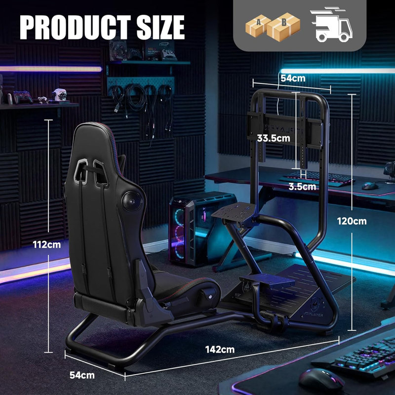 GTPLAYER Racing Simulator Cockpit, Black