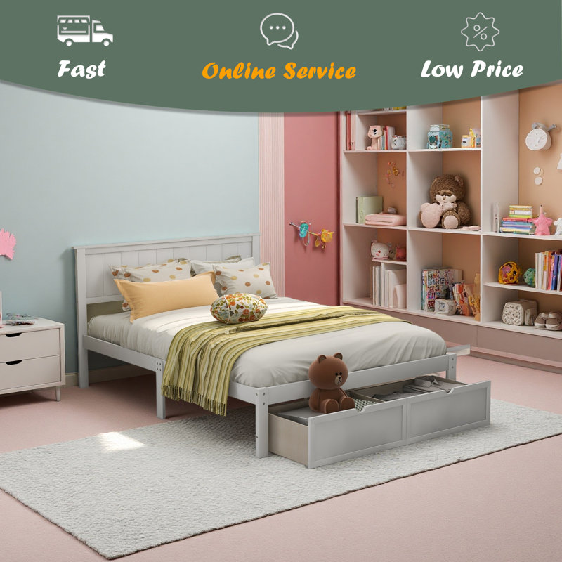 Platform Bed With Under-Bed Drawers
