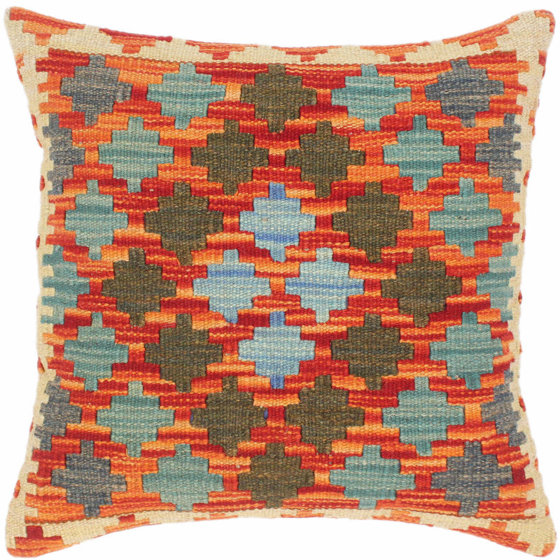 Housse et insert de coussin carré en laine tissé à la main