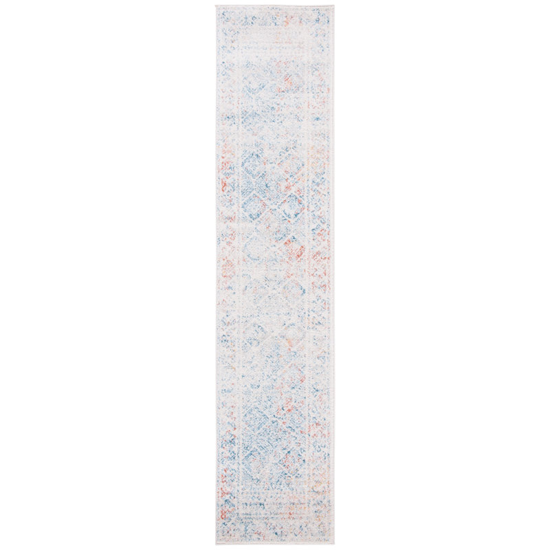 Tapis ivoire / terre cuite Dennison Southwestern, Tapis de couloir de 2 pi x 7 pi