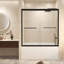 Verre trempé avec film antidéflagrant, double porte de douche coulissante à cadre en aluminium, poignée en acier inoxydable-112539496