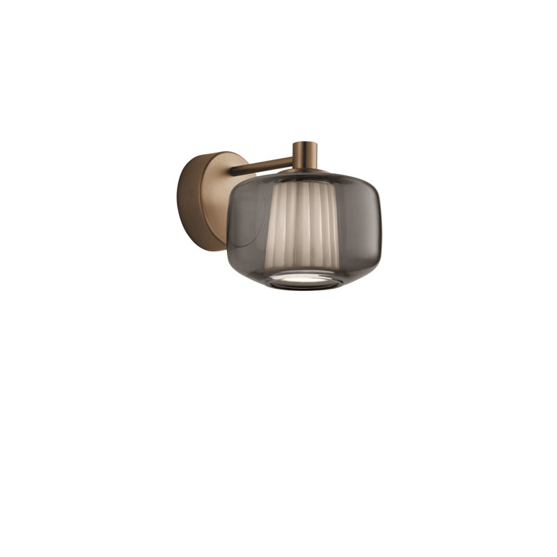 Plisse' Wall Lamp P UL, Smoke;Ivory, Matt Bronze 2, 2700 Kelvins