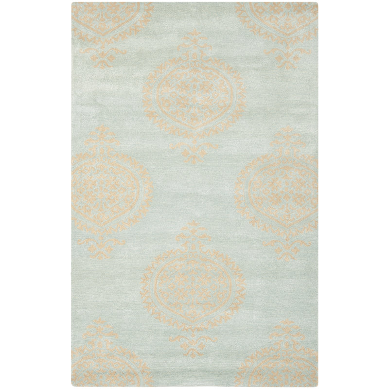 Candelo Hand Tufted Wool And Viscose Floral Rug, Rectangle 5' x 8'