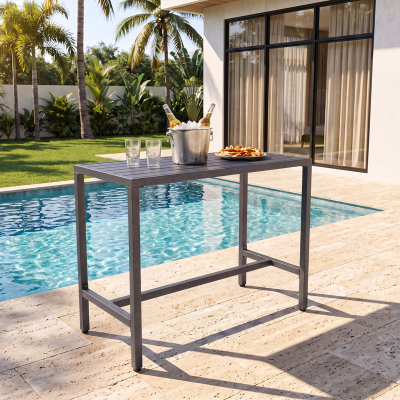 Table de bar à hauteur de comptoir 36,97 po, Gris, L 24 po x L 46,8 po