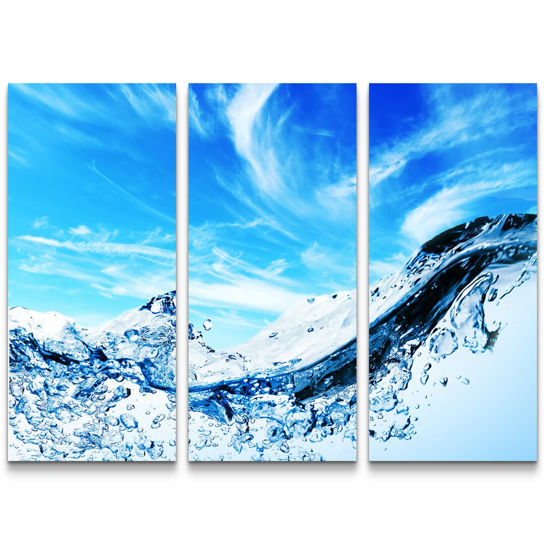 3-tlg. Leinwandbilder-Set Wasserblasen unter blauem Himmel