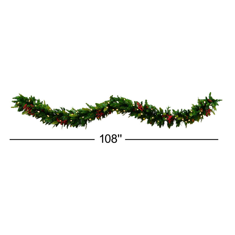 144'' in. Lighted Garland, 9'