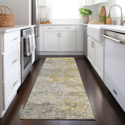 Machine Washable Indoor/Outdoor Christain ACN1297 Gray Rug