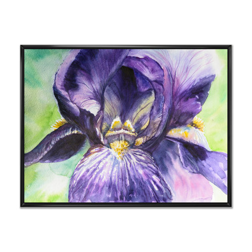Winston Porter Aquarelle Iris Purple Flower Framed On Canvas Print ...
