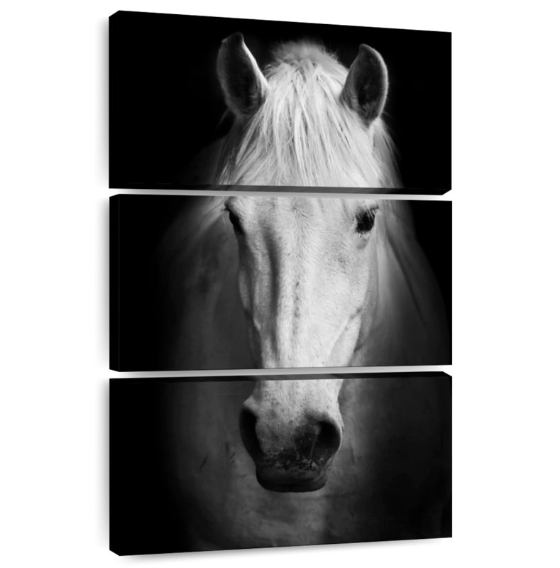 Cheval pur-sang blanc Brampt, H 74 po x l 48 po
